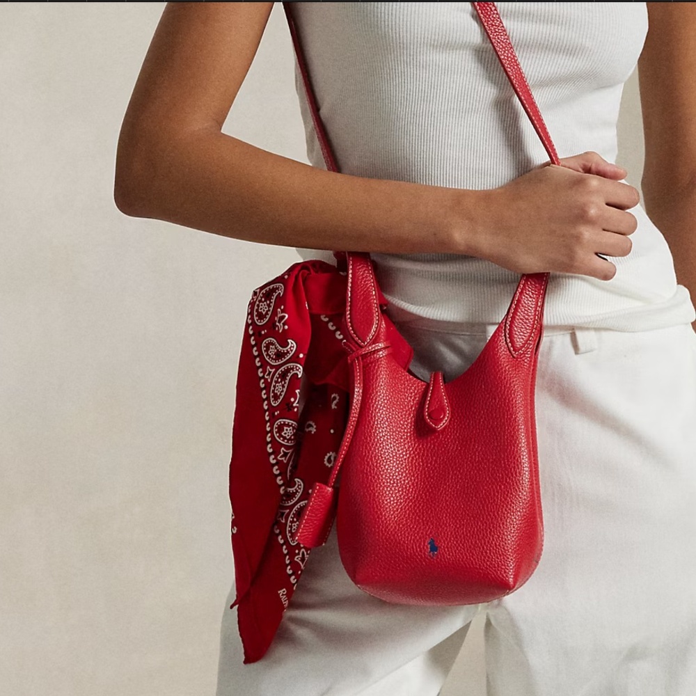 POLO Ralph Lauren Play Leather Small Tote & Crossbody Cherry NWT
